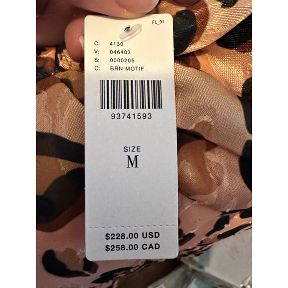 Hutch Animal Print Twist-Front Puff-Sleeve Ruffle-Hem Dress Medium New - Picture 10 of 10